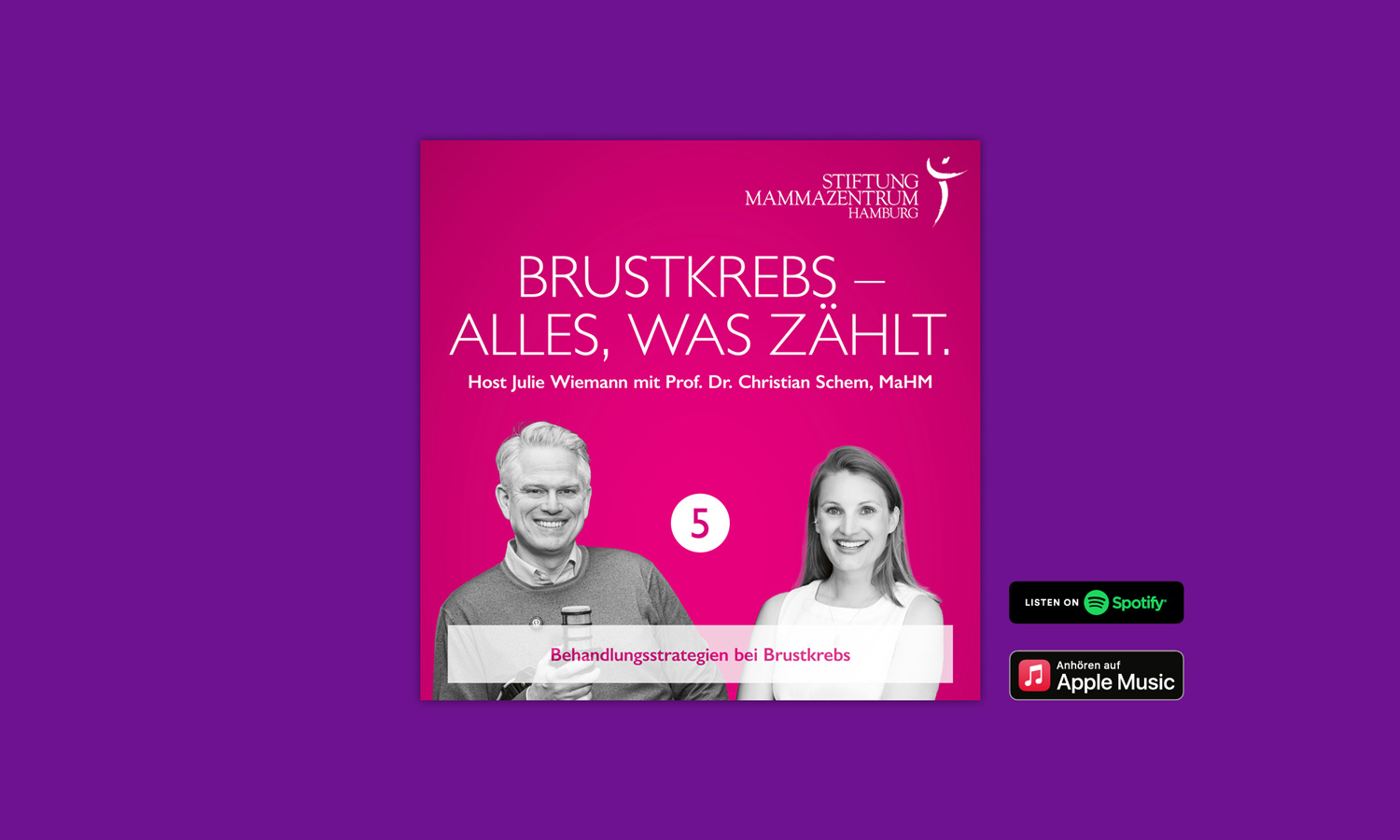 2. Staffel des Podcasts "Brustkrebs – Alles, was zählt." der Stiftung Mammazentrum Hamburg Cover Podcast "Brustkrebs – Alles, was zählt."